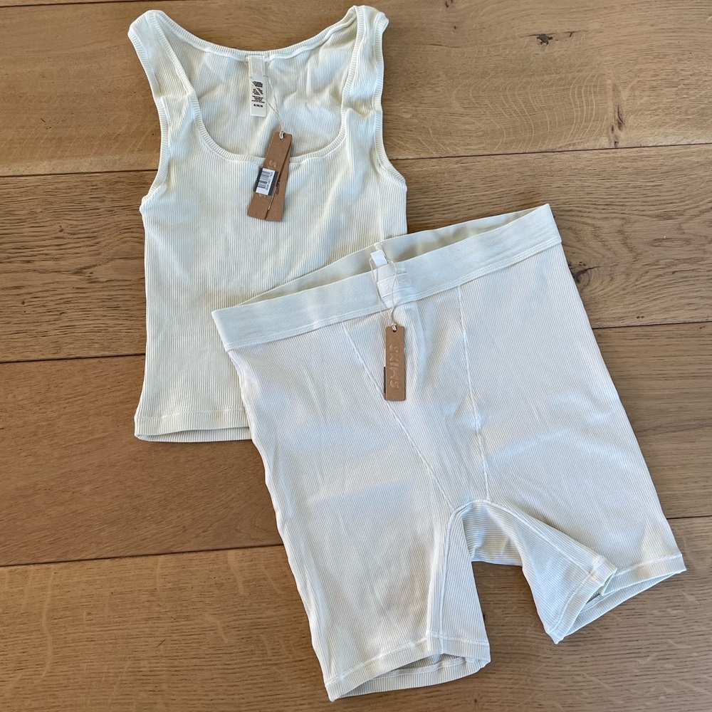 SKIMS Cotton Rib Tank and Boxer Bone Set NWT